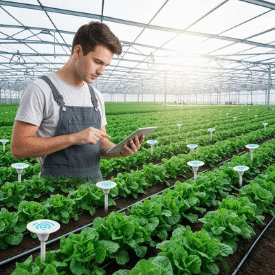 Modern farm with biosecurity technology